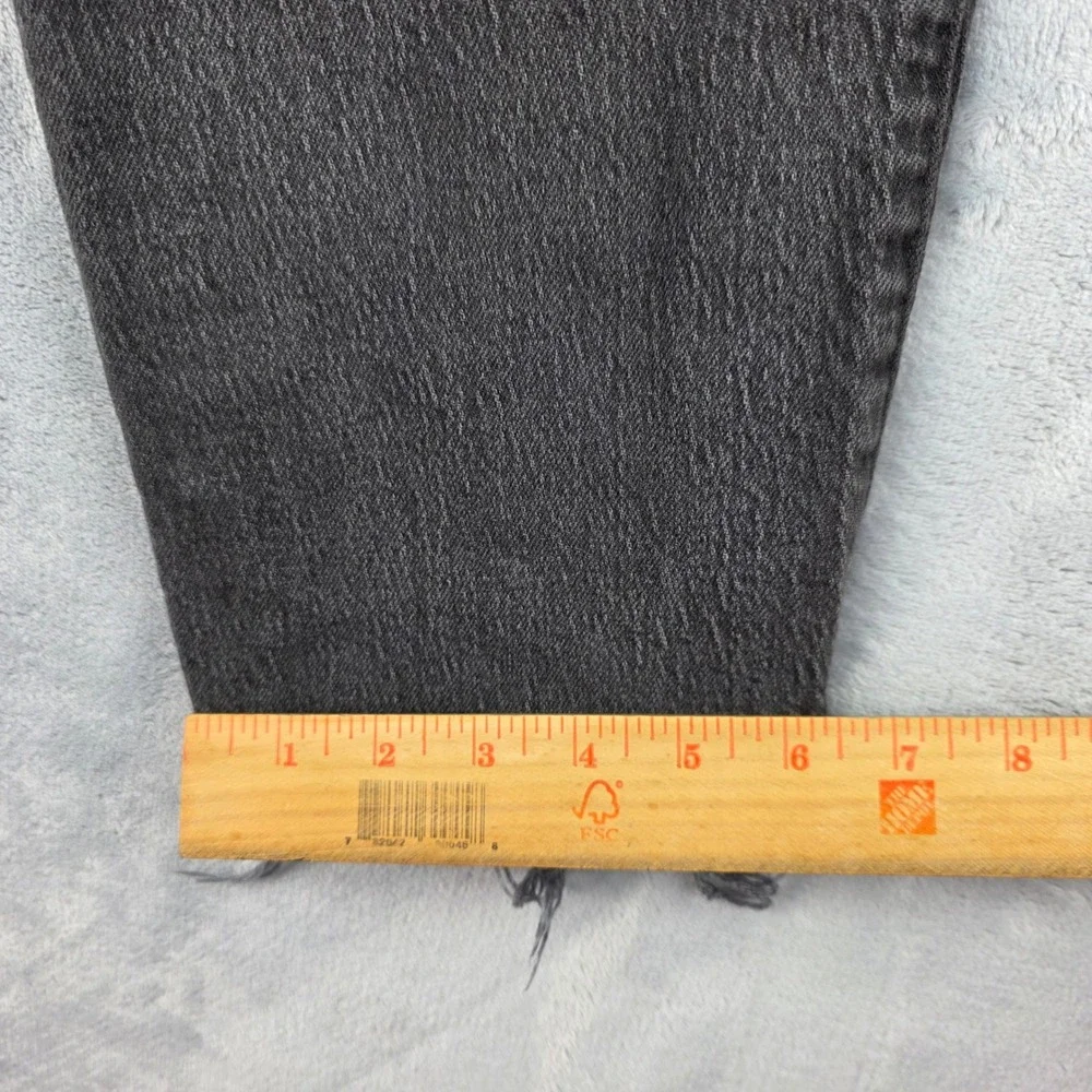Madewell The Perfect Vintage Straight Jean 28P Washed‎ Black High Rise Raw Hem